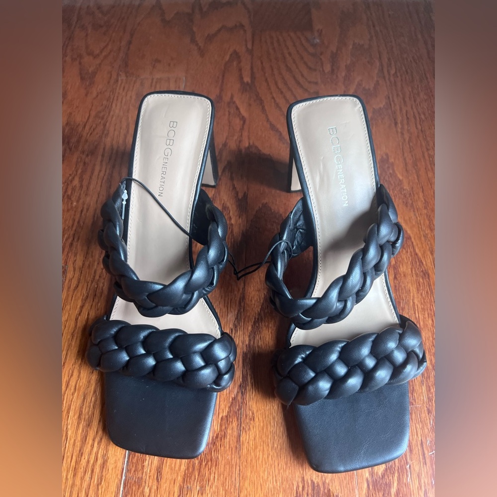 NWT BCBGeneration Black Braided Sandals